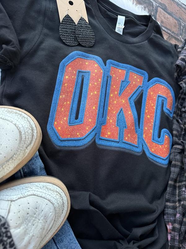 OKC Faux Glitter Tee (black)