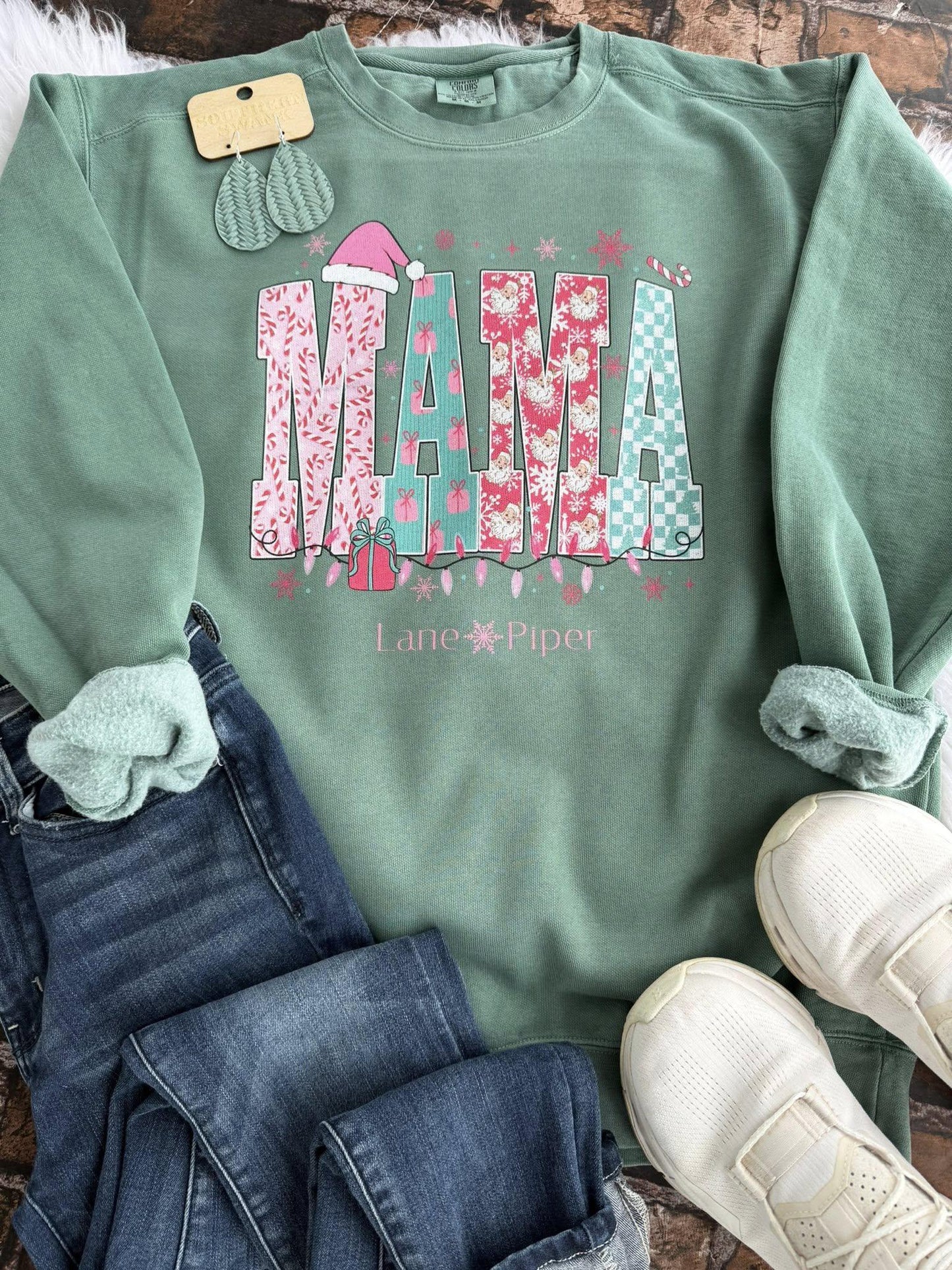Pink Christmas Custom Name Comfort Color Tee Or Sweatshirt (add personalization)