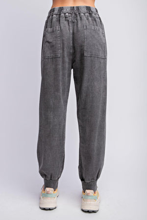 Black Mineral Washed Jogger Pants by Easel