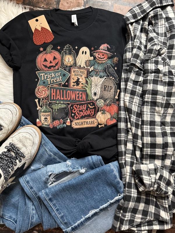 Vintage Halloween Collage Graphic Tee