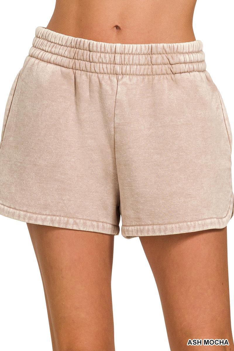 Mocha Acid Wash Dolphin Shorts