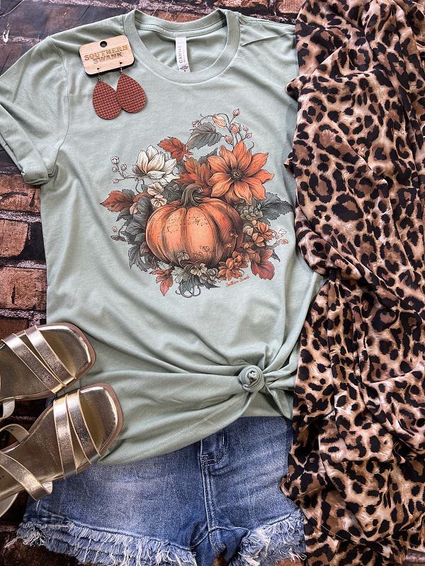 Autumn Pumpkin Floral Tee