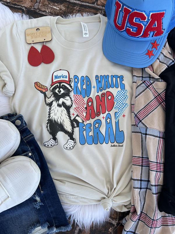 Red, White, and Feral Tee