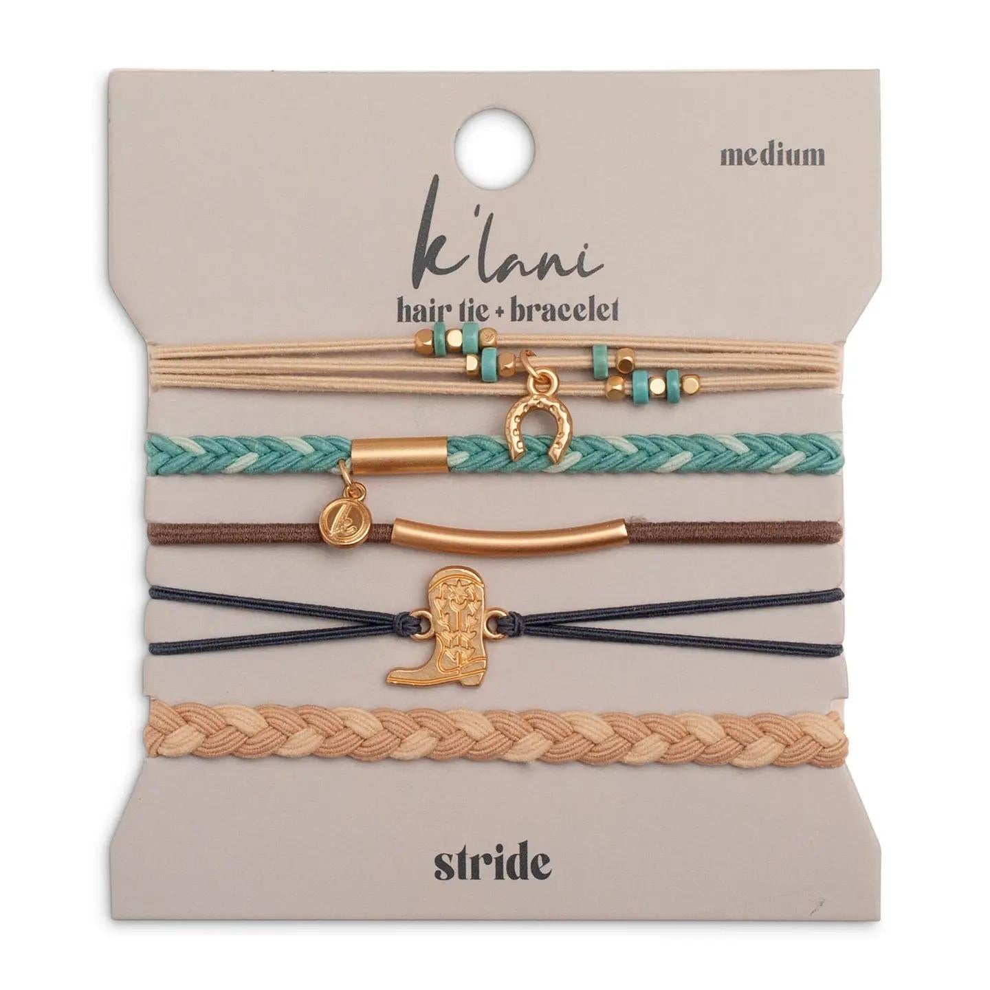 "Stride" Turquoise with Gold Cowboy Boot Hair Tie Bracelets