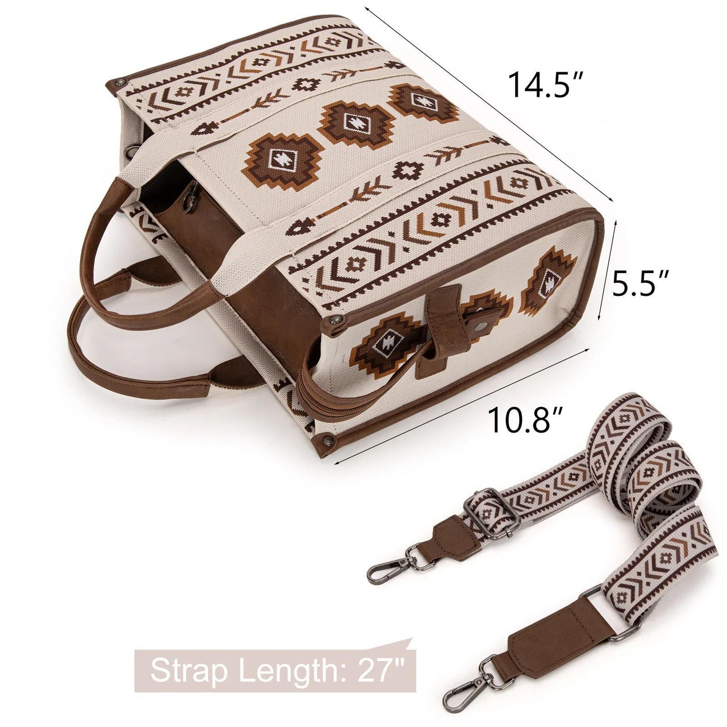 Beige Wrangler Aztec Retro Print Canvas Crossbody by Wrangler