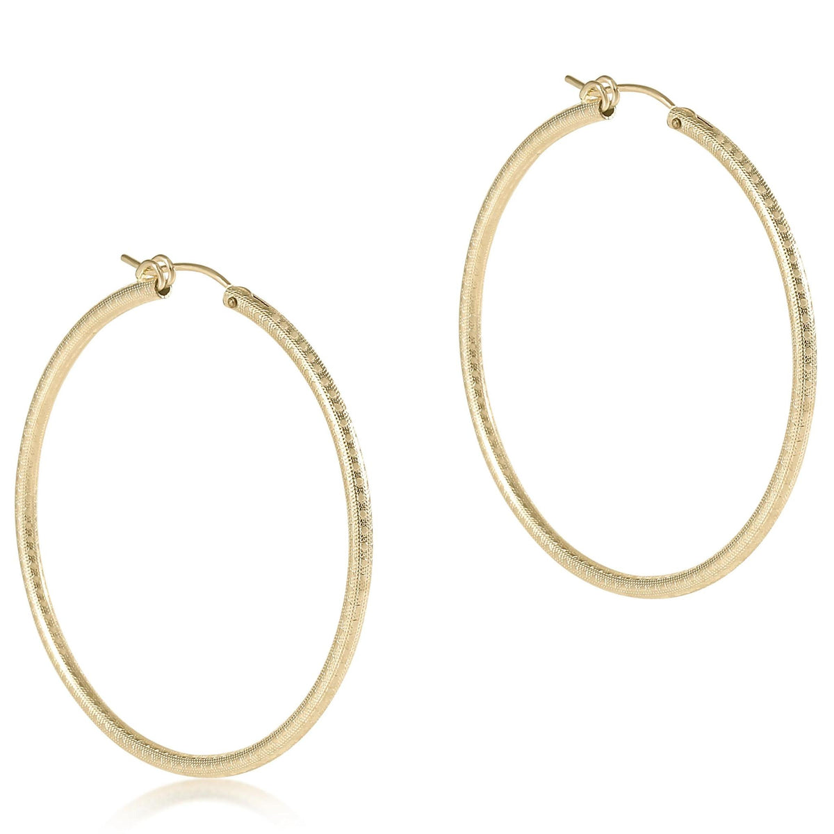 Round Gold 2" Hoop - Textured Earrings