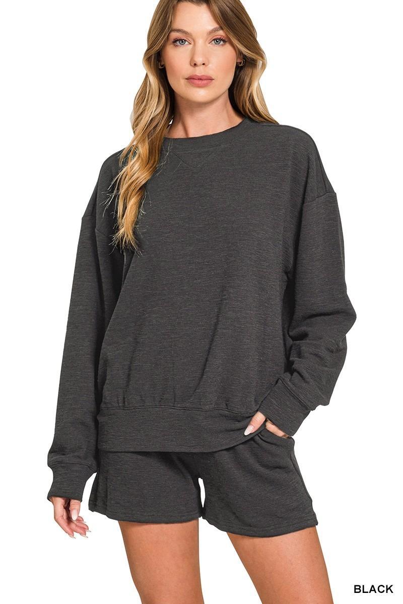 Black Everyday Comfort Slub Lounge Set
