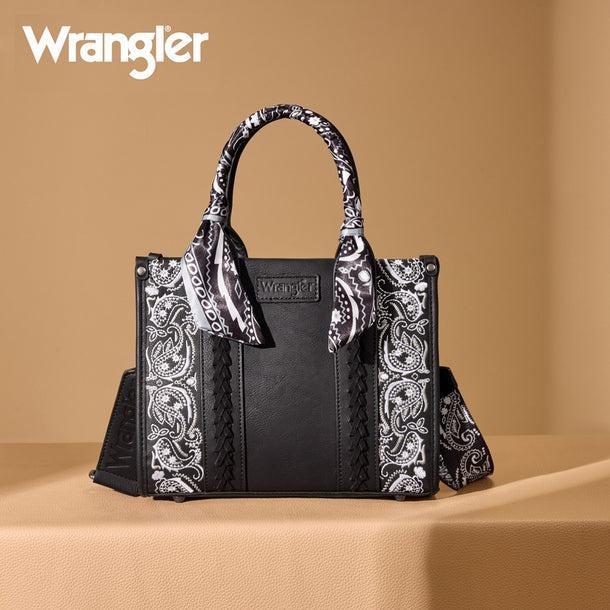 Black Wrangler Braided Paisley Bandana Tote Bag