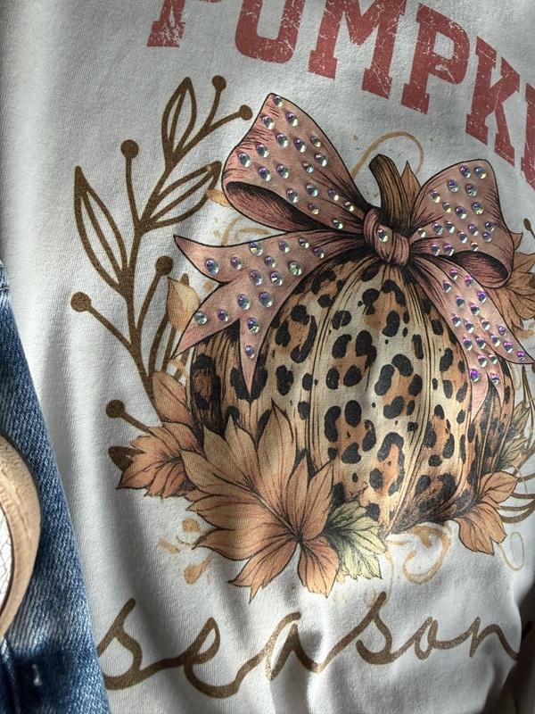 Embellished Pumpkin Season Graphic with Gem Details (Tee Or Sweatshirt)
