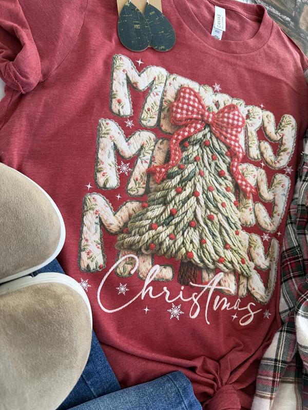 Merry Faux Yarn Crochet Tee