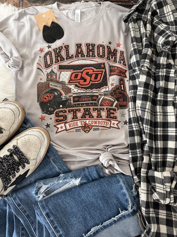 Oklahoma State Quilted Graphic Tee