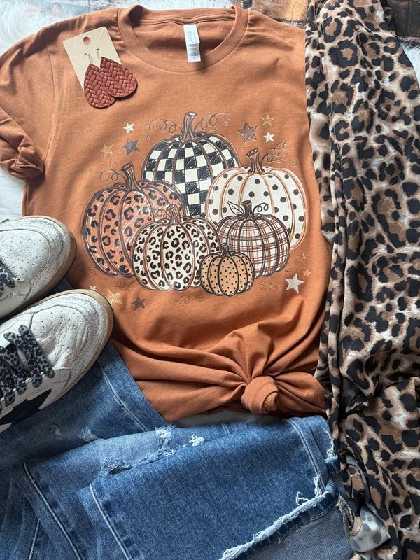 Patterned Pumpkin Patch Graphic Tee