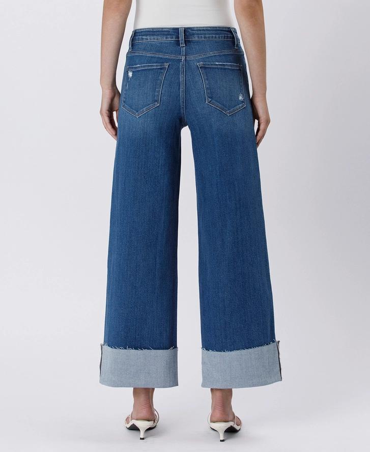 High Rise Ankle Cuffed Wide Leg Jean by Vervet