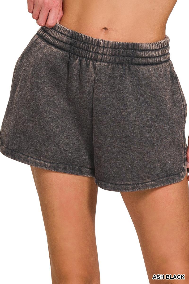 Black Acid Wash Dolphin Shorts