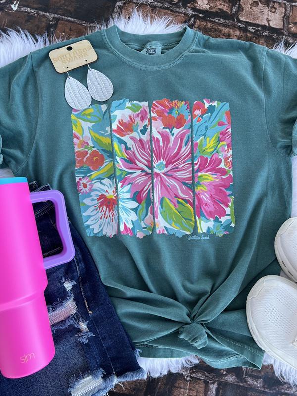 Retro Brush Stroke Floral Tee