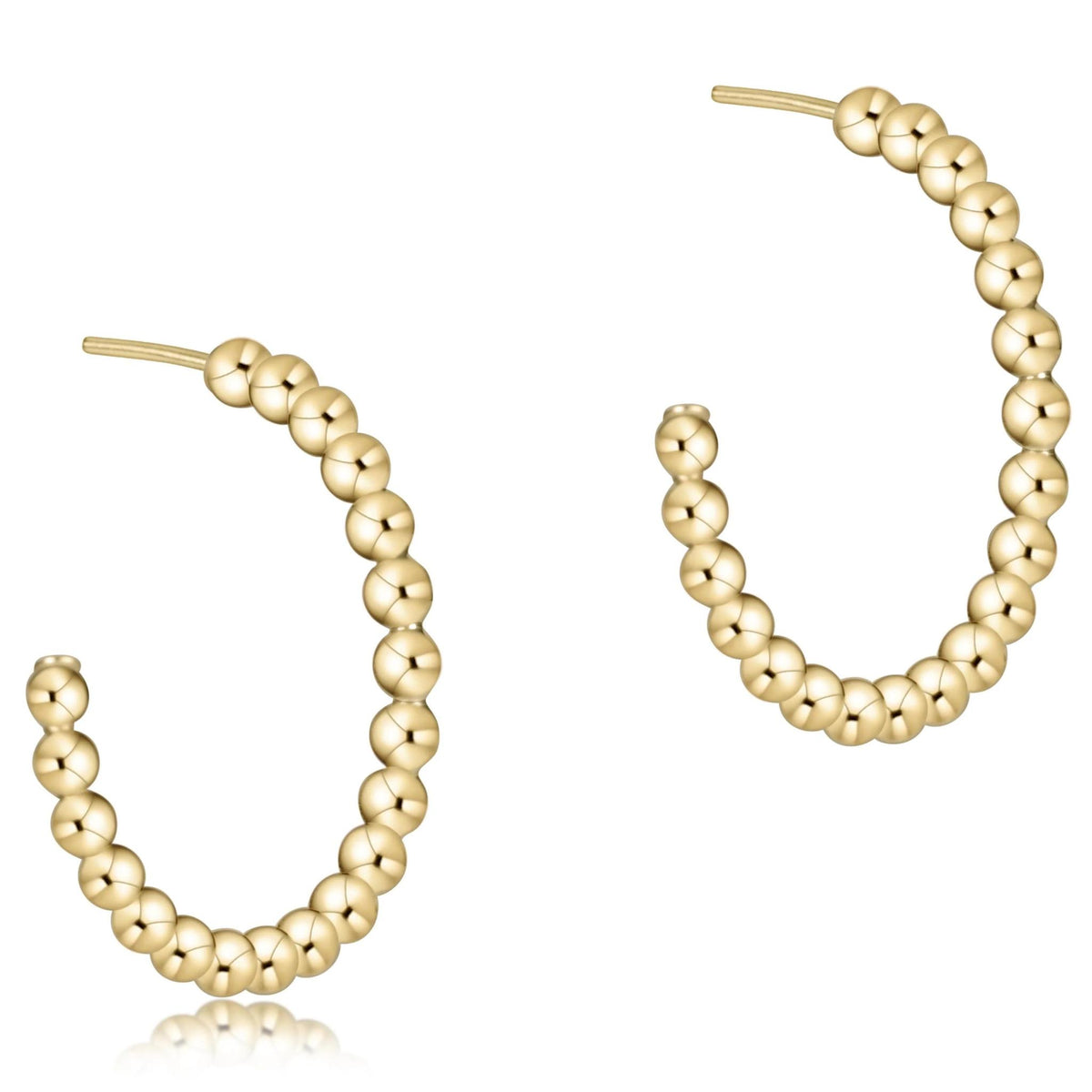 Beaded classic 1.25" Post Hoop - 4mm Gold Earrings