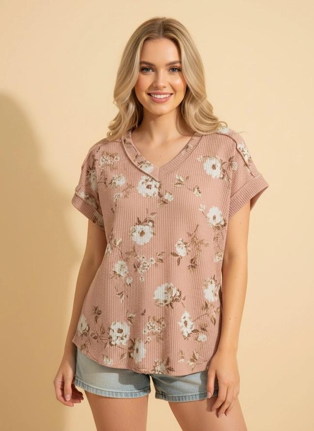 Coral Print Top