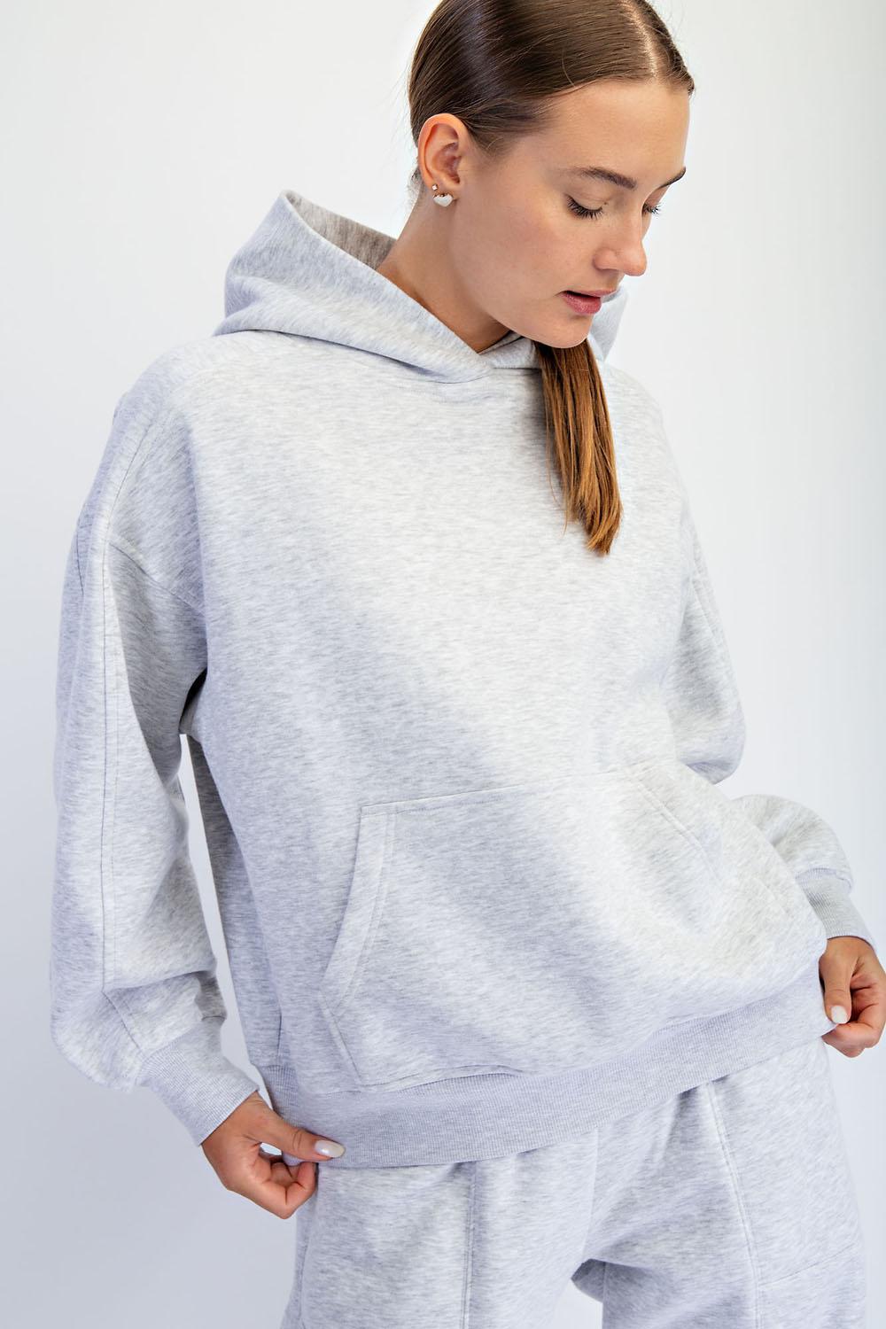 Heather Grey Fleece Terry Oversized Hoodie by Rae Mode