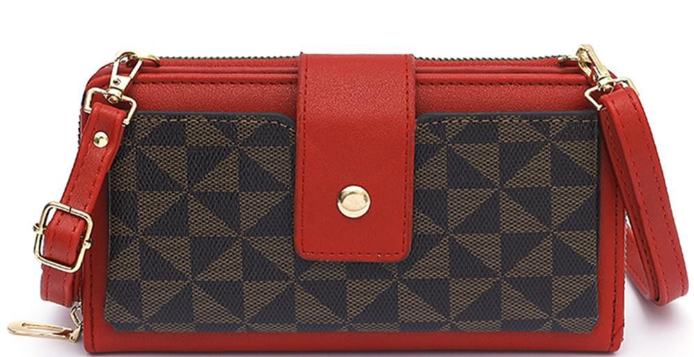 Button Zipper Crossbody Wallet