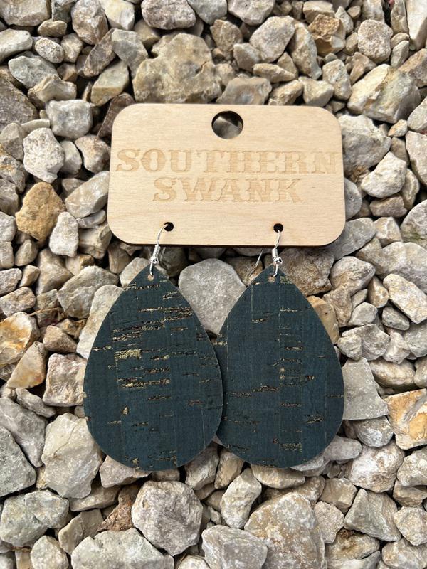 Peacock Blue Cork Earrings