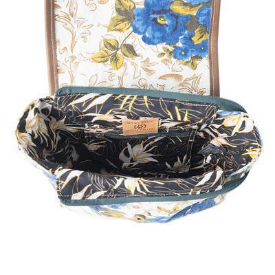 Mesa Morning Glories Messenger Bag in Blue & Off White