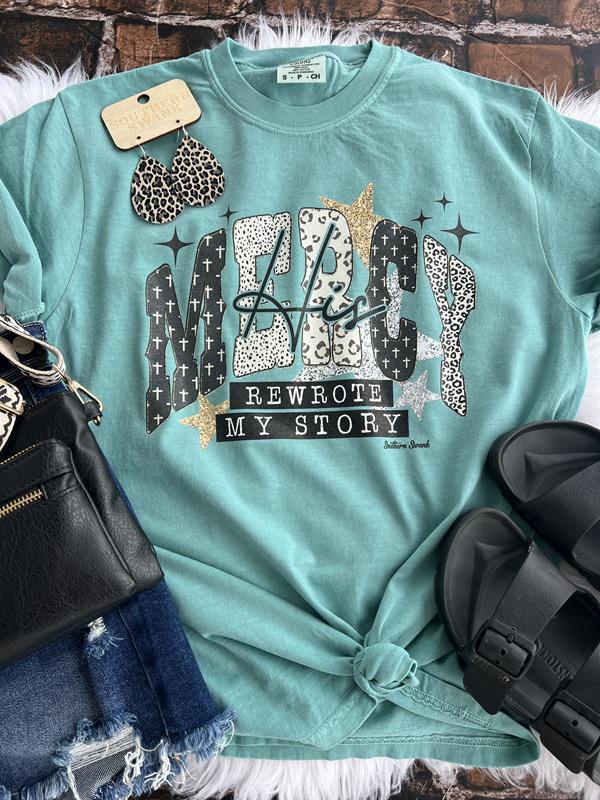 His Mercy Rewrote My Story Comfort Color Tee