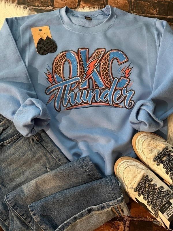OKC Thunder Leopard Graphic Tee & Sweatshirt