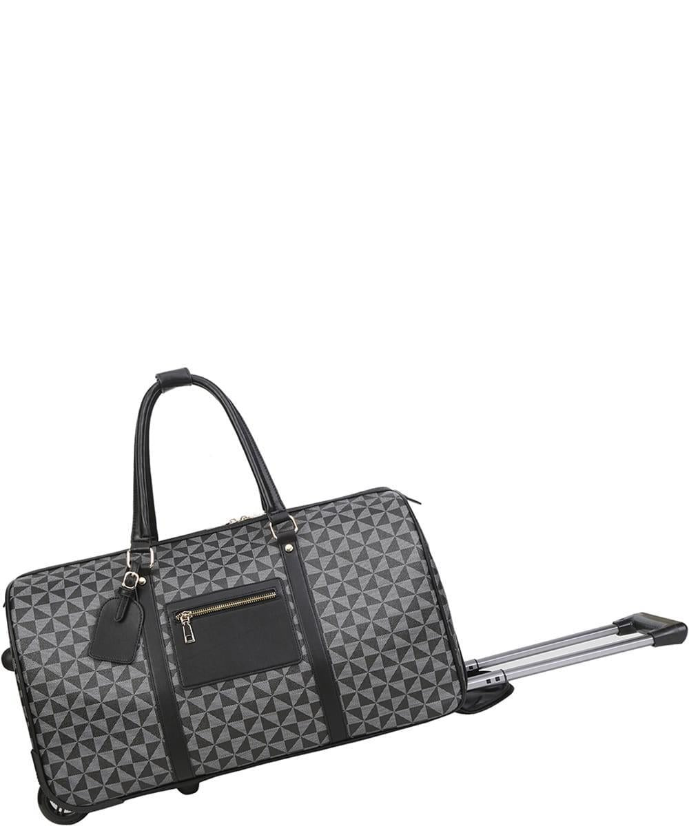 Black Monogram Printed Handle Travel Roller Bag