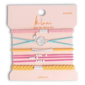 "Embrace" Bright Pastels with Silver Sea Turtle Charm Hair Tie Bracelets