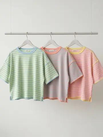 Pink/Yellow Striped Relaxed Fit Knit Top