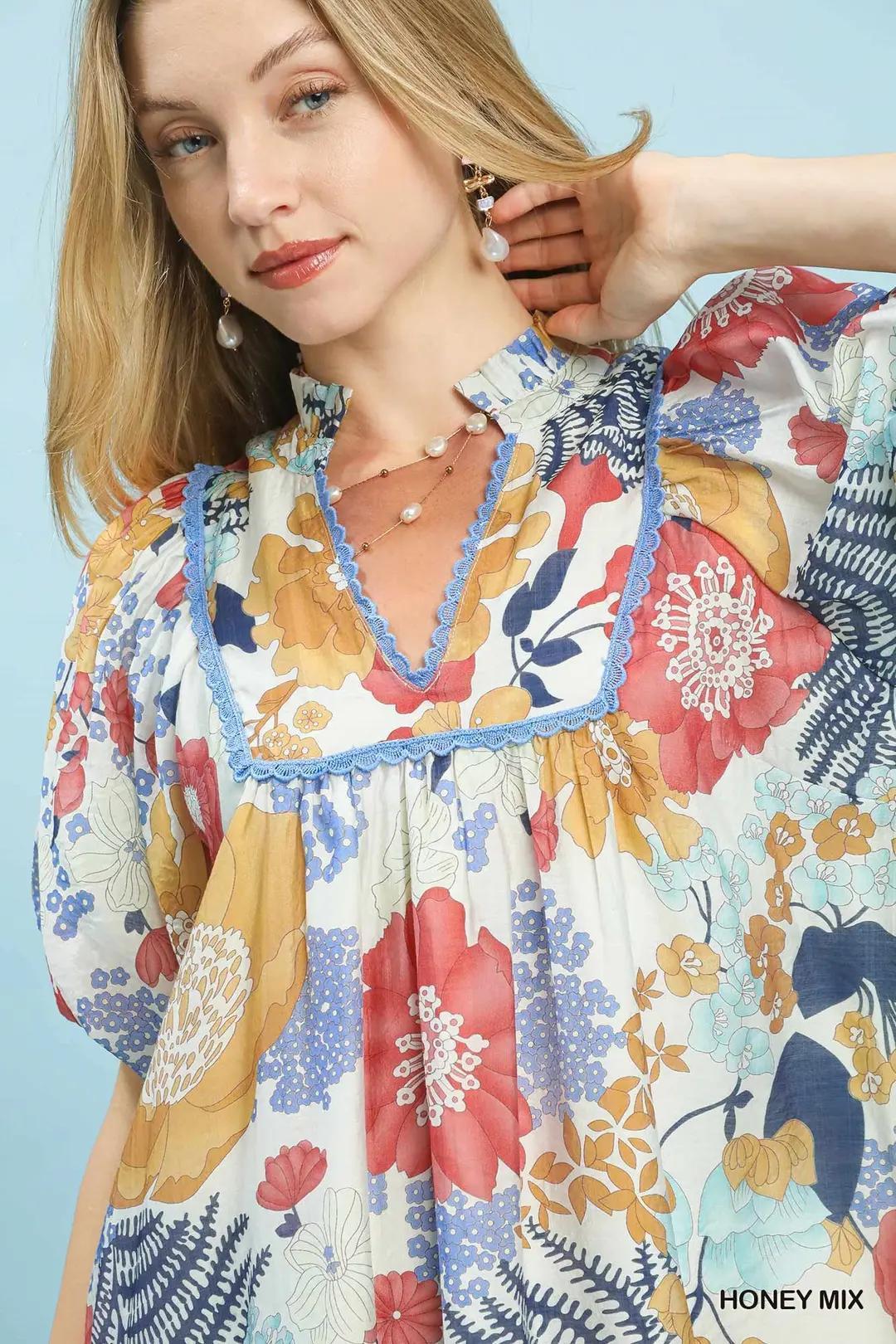 Honey Mix Floral Babydoll Dress by Umgee