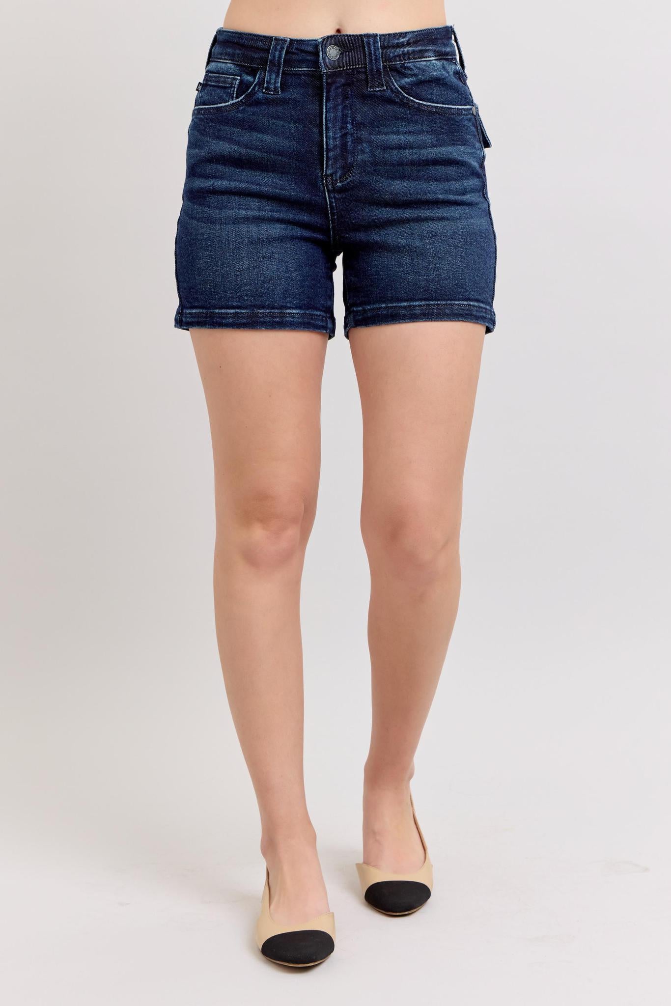 Judy Blue HW Back Flap Pocket Shorts - #150304