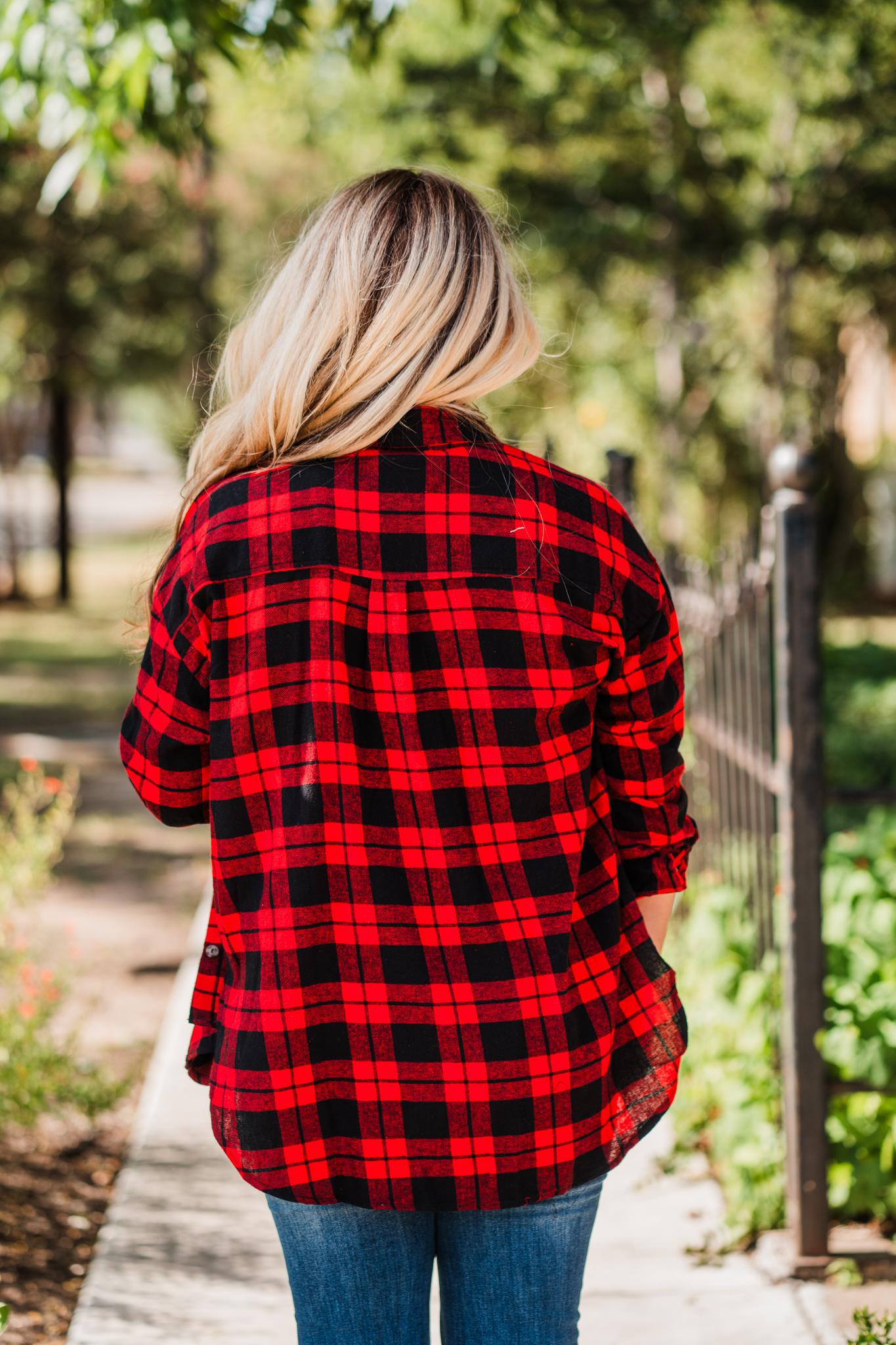 Black & Red Plaid Flannel Shirt