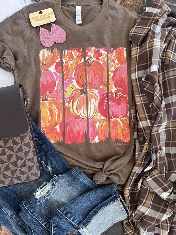 Fall Pink Pumpkin Brushstroke Tee