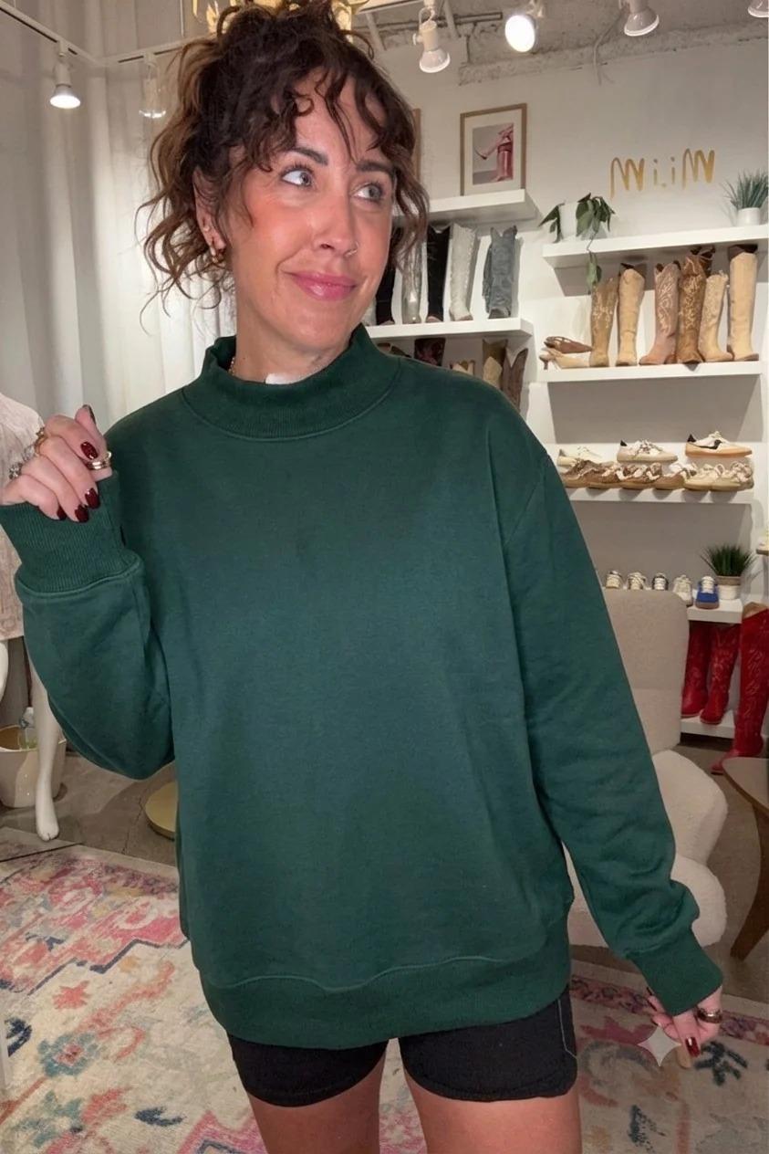 Hunter Mock Neck Fleece Sweatshirt by Moon Ryder