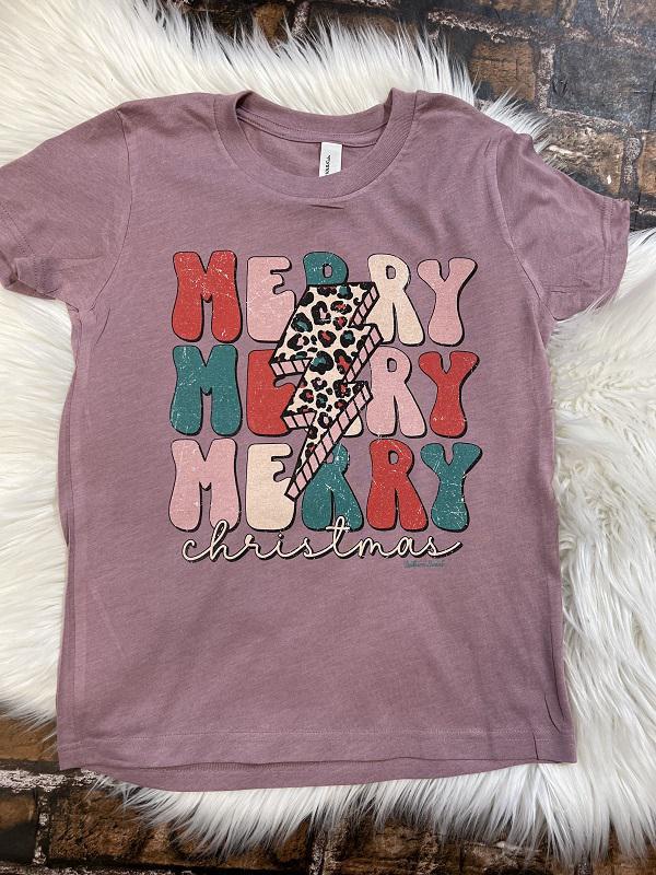 Youth Retro Merry Christmas Tee