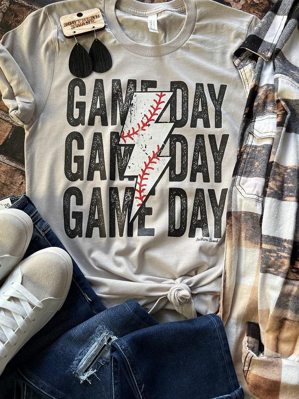 Game Day Baseball Bolt Tee