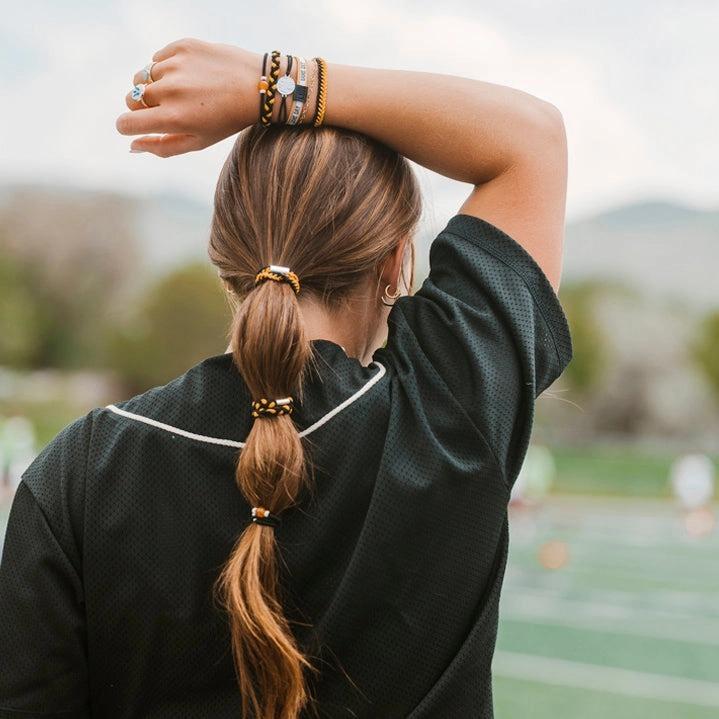 "Game Day"  Black & Gold Hair Tie Bracelets