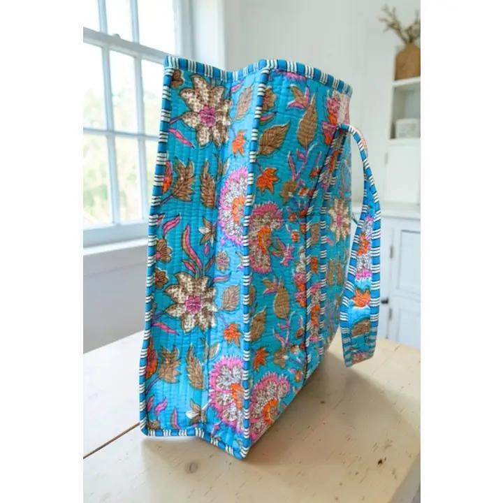 Beck Bright Blue Floral Tote Bag
