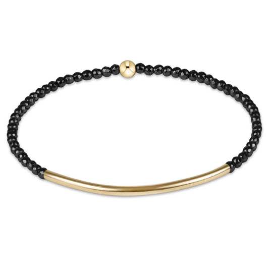 Bliss Bar Gold 2mm Faceted Hematite Bracelet