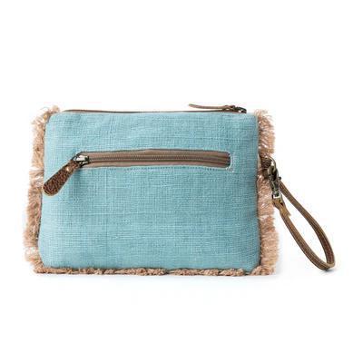Mystic Meadow Embroidered Pouch in Boho Blue