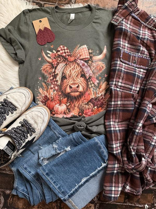 Fall Darling Highland Cow Graphic Tee