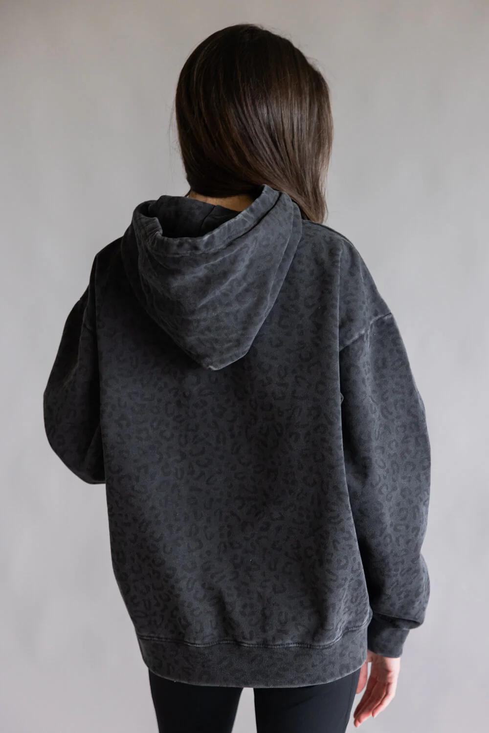 Vintage Black Leopard Oversized Heavy Hoodie