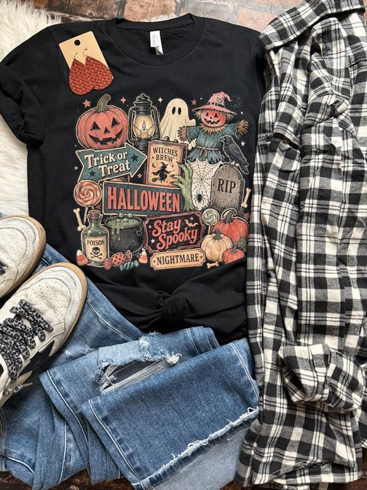 Vintage Halloween Collage Graphic Tee