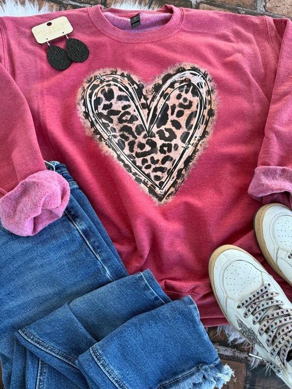 Classic Leopard Heart Tee or Sweatshirt