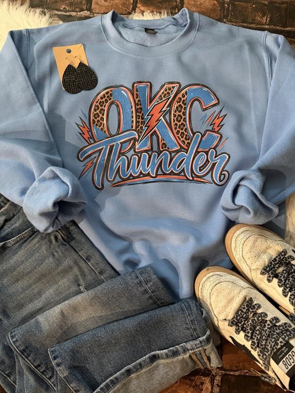 OKC Thunder Leopard Graphic Tee & Sweatshirt