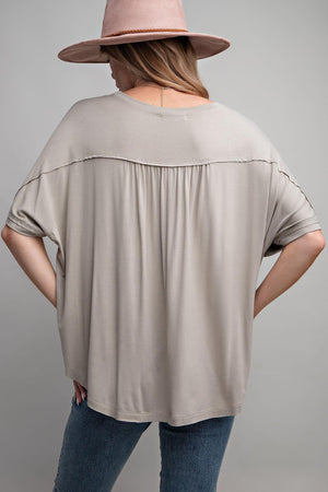 Eggshell Washed Rayon Knit Tunic Top