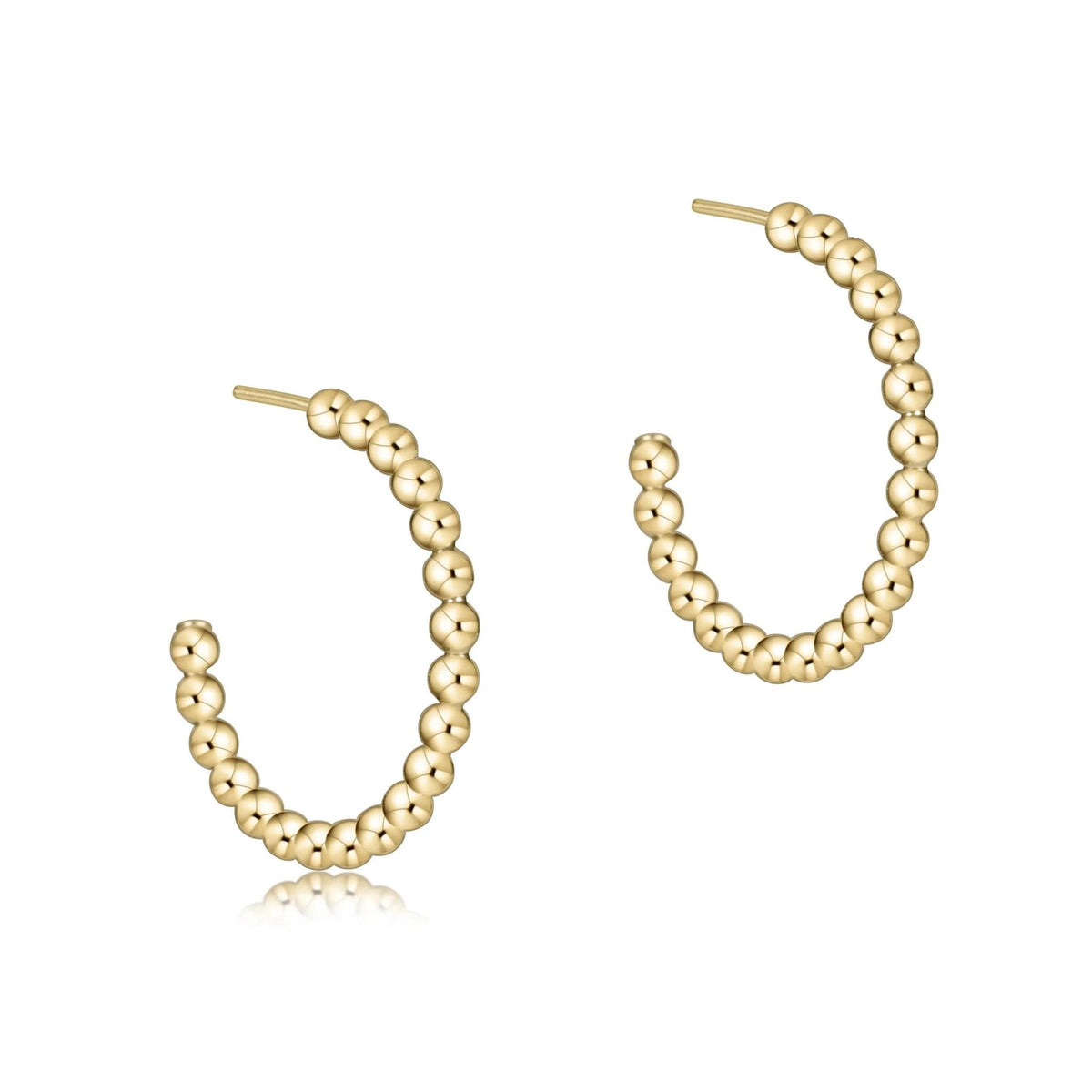 Beaded classic 1" post hoop - 2mm gold Earrings