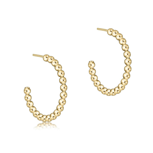 Beaded classic 1" post hoop - 2mm gold Earrings