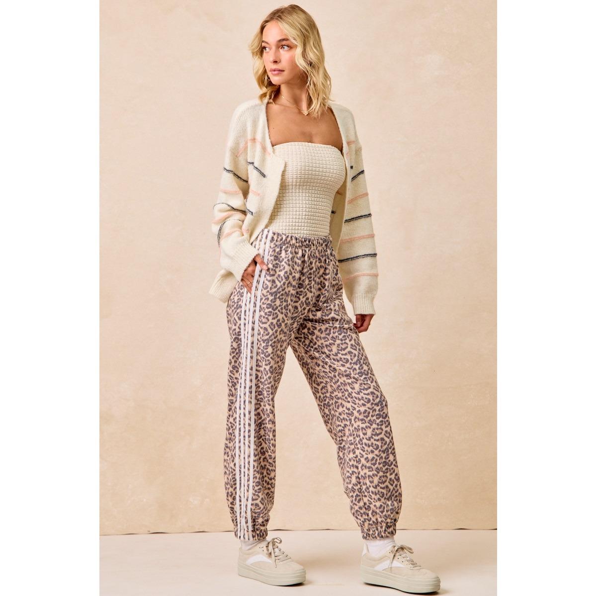 Leopard Side Lines Leopard Track Pants by BiBi